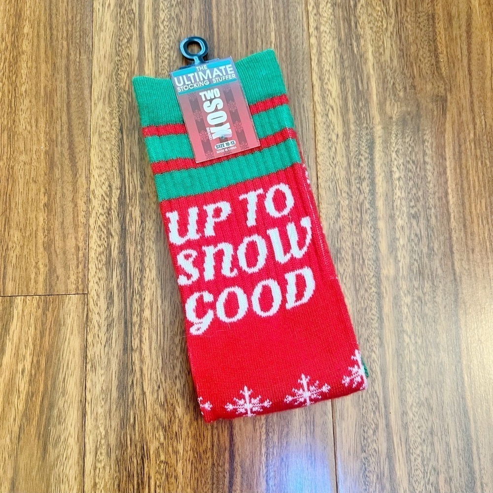 Two Sox “Up To Snow Good” Christmas Crew Socks - Picture 1 of 2